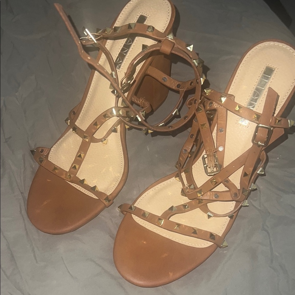 Brown Studded Women's Sandals